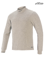 Alpinestars Parte Superior Capa Tech Race V3, capa base de carreras para hombre, gris, mangas largas, certificada FIA 8856-2018 con construcción ignífuga Lenzing FR, vista frontal