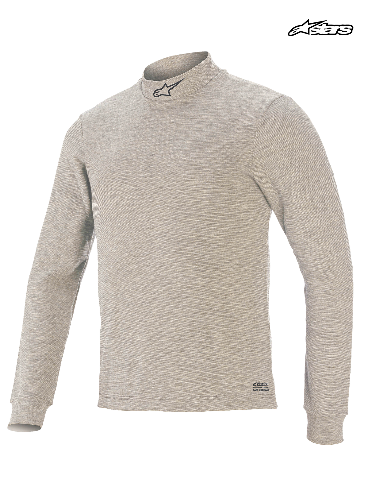 Alpinestars Parte Superior Capa Tech Race V3, capa base de carreras para hombre, gris, mangas largas, certificada FIA 8856-2018 con construcción ignífuga Lenzing FR, vista frontal