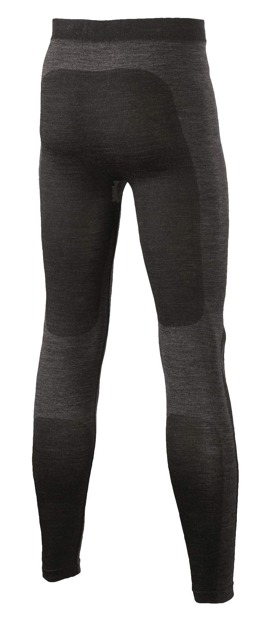 Alpinestars ZX Evo V2 Bottom, pantalones de capa base para carreras, negro y gris, vista trasera con construcción de punto técnico sin costuras y paneles oscuros en el asiento y las pantorrillas, ropa interior de automovilismo resistente al fuego