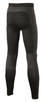 Alpinestars ZX Evo V2 Bottom, pantalones de capa base para carreras, negro y gris, vista trasera con construcción de punto técnico sin costuras y paneles oscuros en el asiento y las pantorrillas, ropa interior de automovilismo resistente al fuego