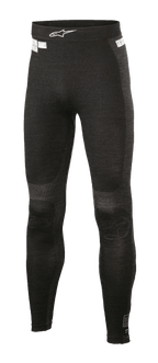 Alpinestars ZX Evo V2 Bottom, pantalones de capa base para competición, negro y gris, textura acanalada con construcción sin costuras, logotipo blanco de Alpinestars en la cintura, equipo de alto rendimiento resistente al fuego para automovilismo y karting