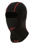 Alpinestars KX V2 Balaclava, Summer Under-Helmet Base Layer, Black with Red stitching, red Alpinestars star logo and "KEEP COOL" text, thin breathable fabric for karting and motorsport