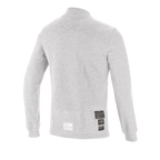 Alpinestars Race V3 Long Sleeve Top, Auto Racing Base Layer, White, back view showing FIA 8856-2018 homologation labels on the lower back, soft textured flame-resistant material for motorsport protection