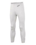 Alpinestars Race V3 Bottom, pantalones de capa base para automovilismo, blanco, material texturizado resistente al fuego, logotipo A-star negro en la cadera, cintura y puños de los tobillos acanalados, capa inferior técnica ligera