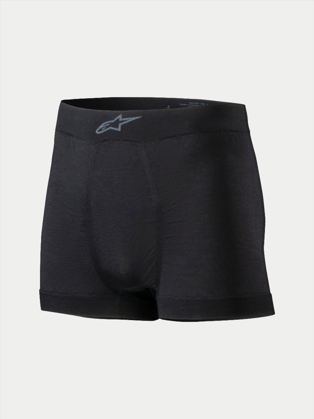 Alpinestars TECH ZX Boxer, ropa interior de capa base para automovilismo, negro, con un logotipo de Alpinestars gris en la cintura, tejido ligero resistente a las llamas, indumentaria de automovilismo certificada FIA 8856-2018