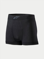 Alpinestars TECH ZX Boxer, ropa interior de capa base para automovilismo, negro, con un logotipo de Alpinestars gris en la cintura, tejido ligero resistente a las llamas, indumentaria de automovilismo certificada FIA 8856-2018