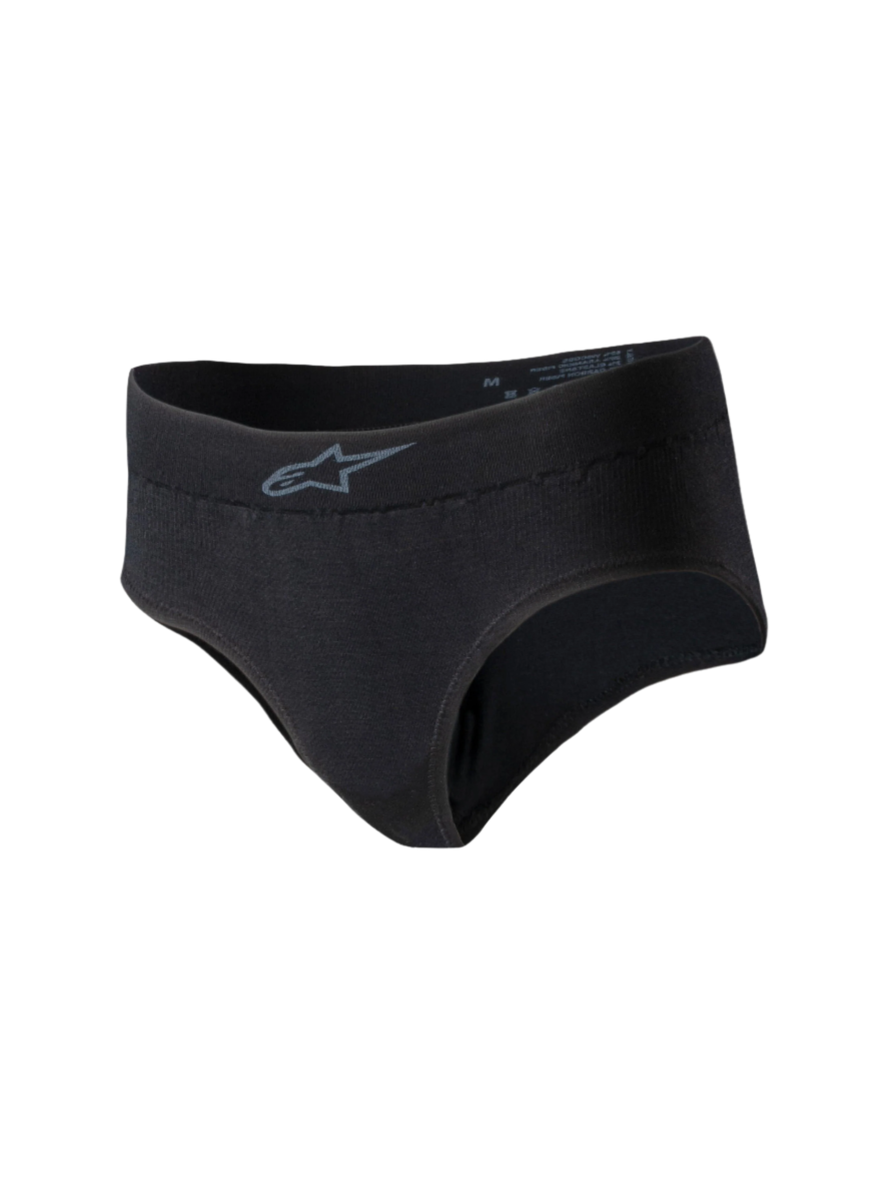 Alpinestars Stella TECH ZX Briefs, ropa interior de competición para mujer, color negro, con un pequeño logotipo gris de Alpinestars en la cintura, material de punto ligero e ignífugo, capa base con certificación FIA 8856-2018
