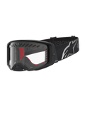 Alpinestars Supertech Dura Air Fluid, gafas de motocross, negras y plateadas, lente transparente y correa ancha con logotipo