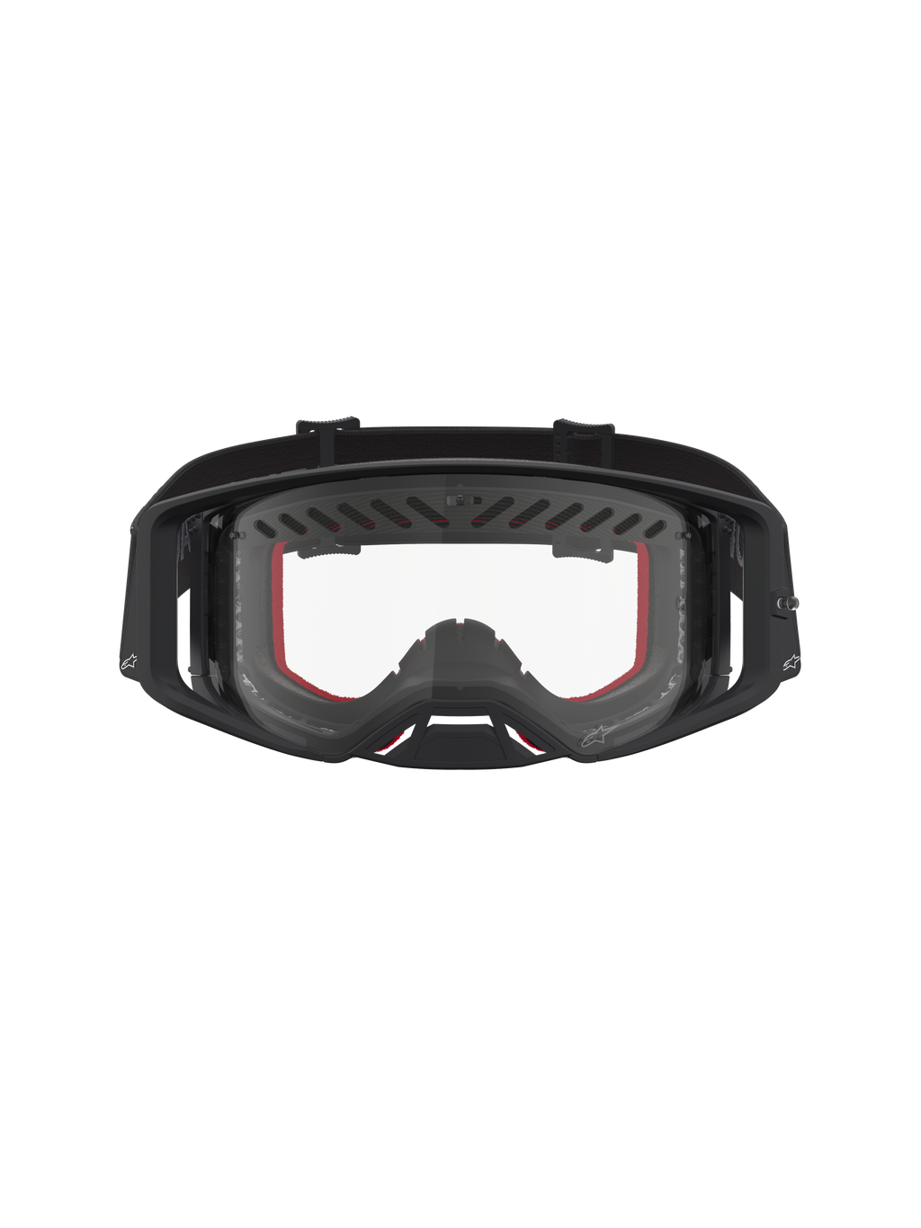 Alpinestars Supertech Dura Air Fluid, gafas de motocross negras y rojas, lente transparente y marco ventilado para off-road.
