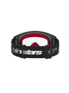 Alpinestars Supertech Dura Air Fluid, gafas de motocross negras y plateadas con lente transparente y acolchado rojo