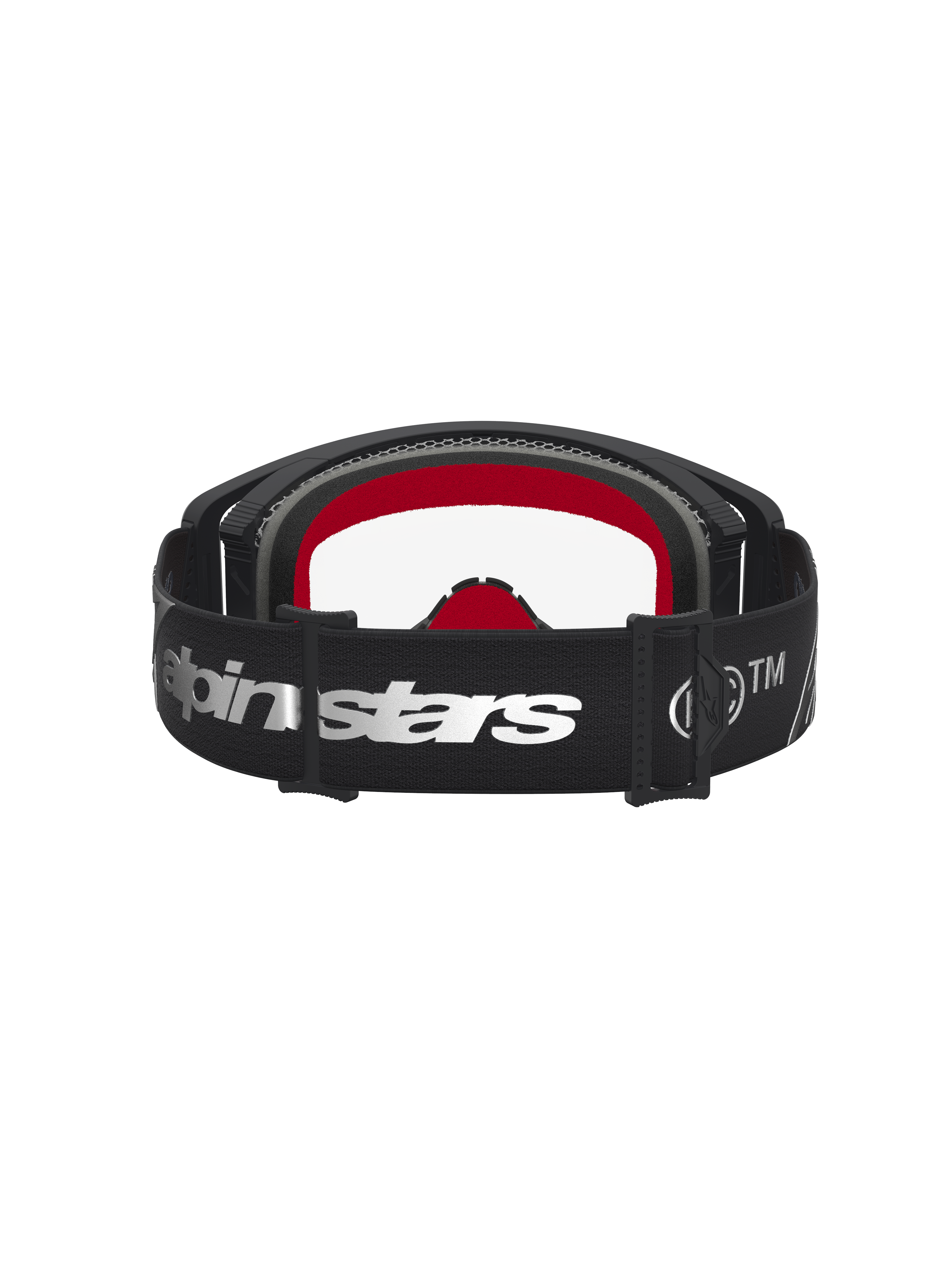 Alpinestars Supertech Dura Air Fluid, gafas de motocross negras y plateadas con lente transparente y acolchado rojo