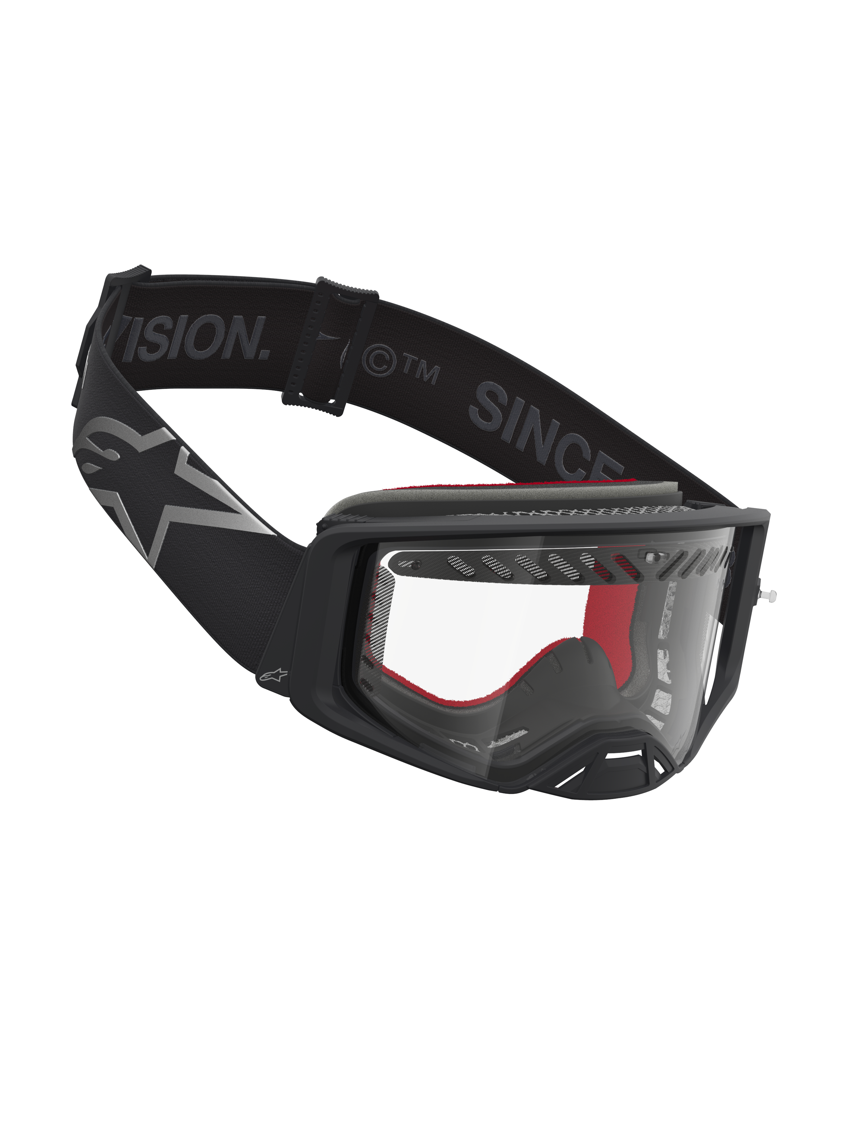 Alpinestars Supertech Dura Air Fluid, gafas de motocross, negro y plateado, con lente de policarbonato transparente
