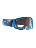 Alpinestars Supertech Dura Air Fluid, gafas de motocross, azules y plateadas, con lente clara y montura de plástico ventilada