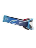 Gafas Alpinestars Supertech Dura Air Fluid, gafas de motocross, azul degradado y blanco, lente transparente, correa ancha con logotipo de estrella Astars