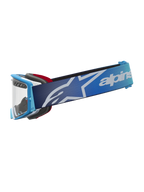 Gafas Alpinestars Supertech Dura Air Fluid, gafas de motocross y off-road, color azul con degradado, lente plateada transparente, correa con logotipo de la marca, equipo de protección de alto rendimiento