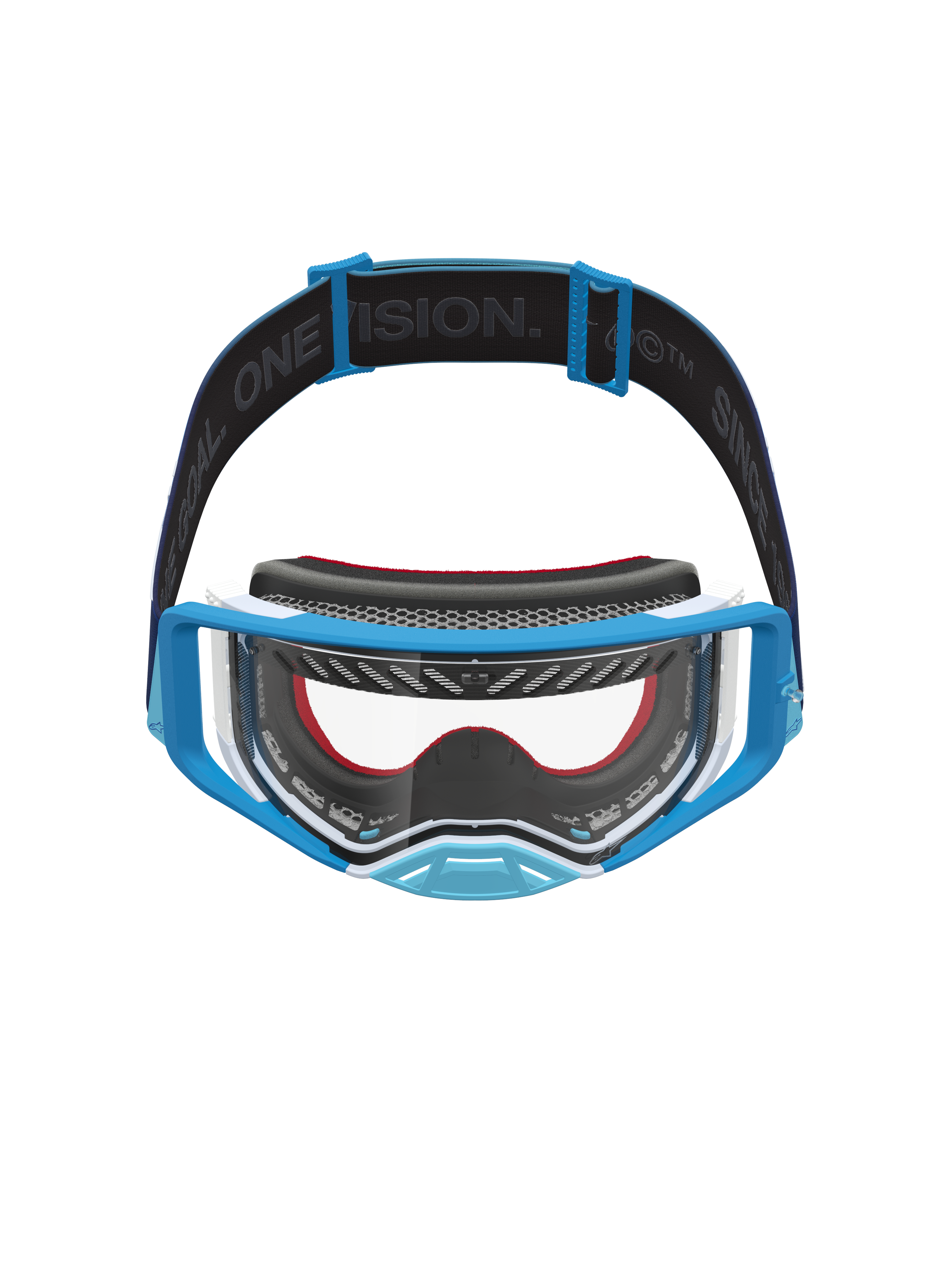 Gafas Supertech Dura Air Fluid de Alpinestars, gafas de moto para motocross, azul y blanco, lente transparente, diseño para competición off-road con correa ajustable