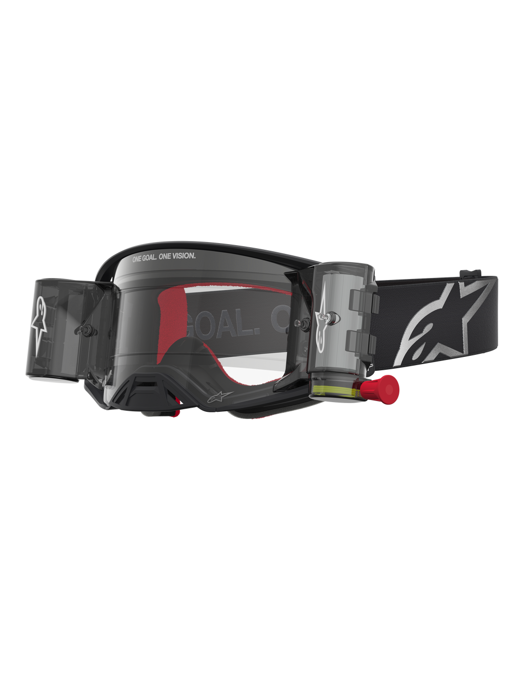 Alpinestars gafas Supertech Firma Roll Off, gafas de motocross para hombre, negras y plateadas, con lente transparente y sistema roll off integrado para competición off-road