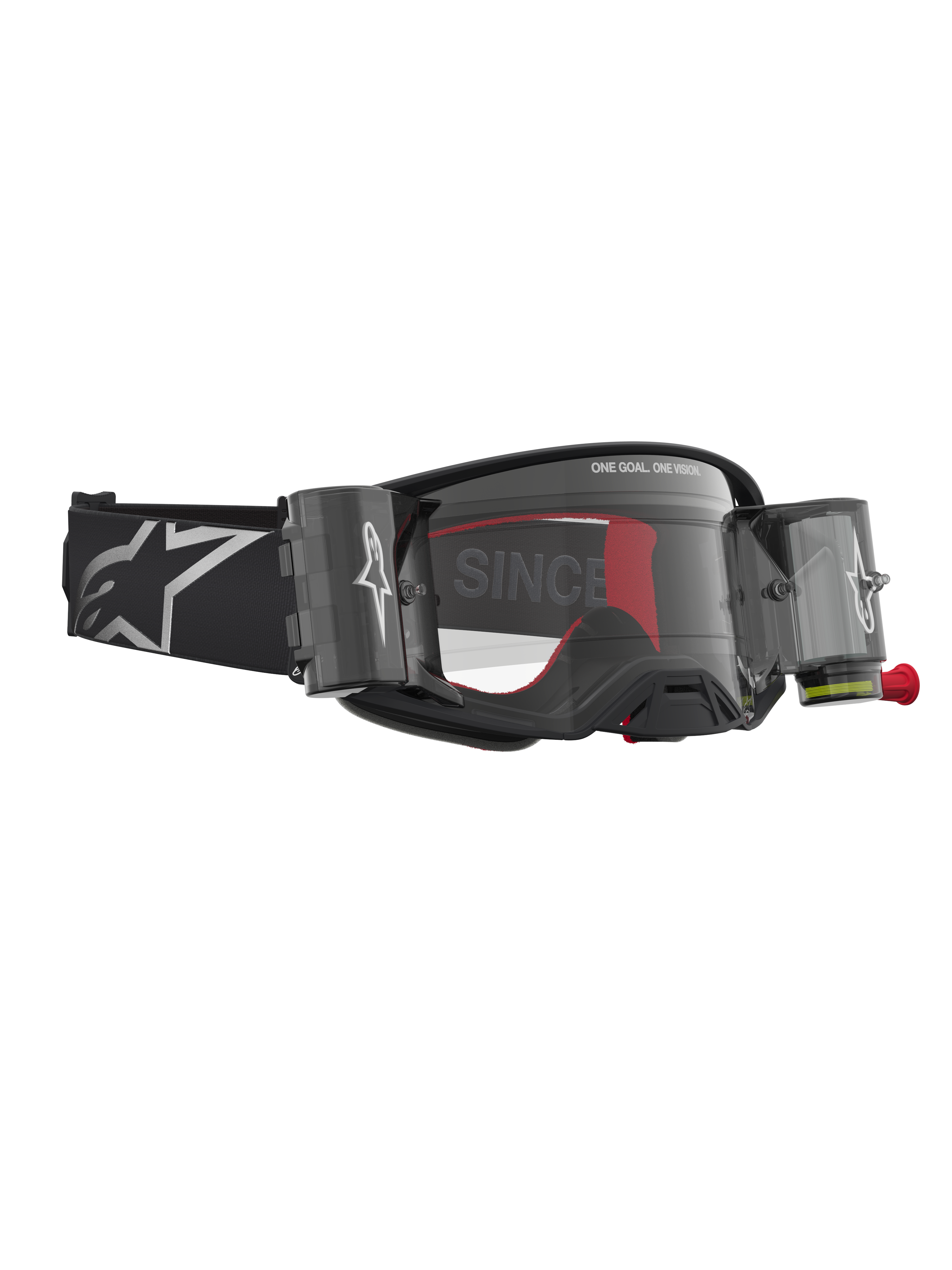 Alpinestars Supertech Firma Roll Off, gafas de motocross para carreras, negras y plateadas, con sistema Roll Off transparente, lente de alta claridad y correa ajustable
