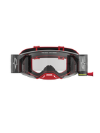 Alpinestars Gafas Supertech Firma Roll Off, gafas de motocross rojas y plateadas con sistema Roll Off y lente transparente