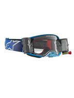 Alpinestars Supertech Firma Roll Off, gafas de motocross azules y plateadas, con lente transparente y sistema Roll Off