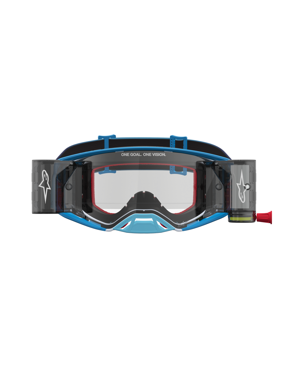 Alpinestars Gafas Supertech Firma Roll Off, gafas de motocross para carreras off-road, azul y plateado, sistema Roll Off integrado y lente transparente de alto rendimiento