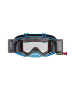 Alpinestars Gafas Supertech Firma Roll Off, gafas de motocross para carreras off-road, azul y plateado, sistema Roll Off integrado y lente transparente de alto rendimiento