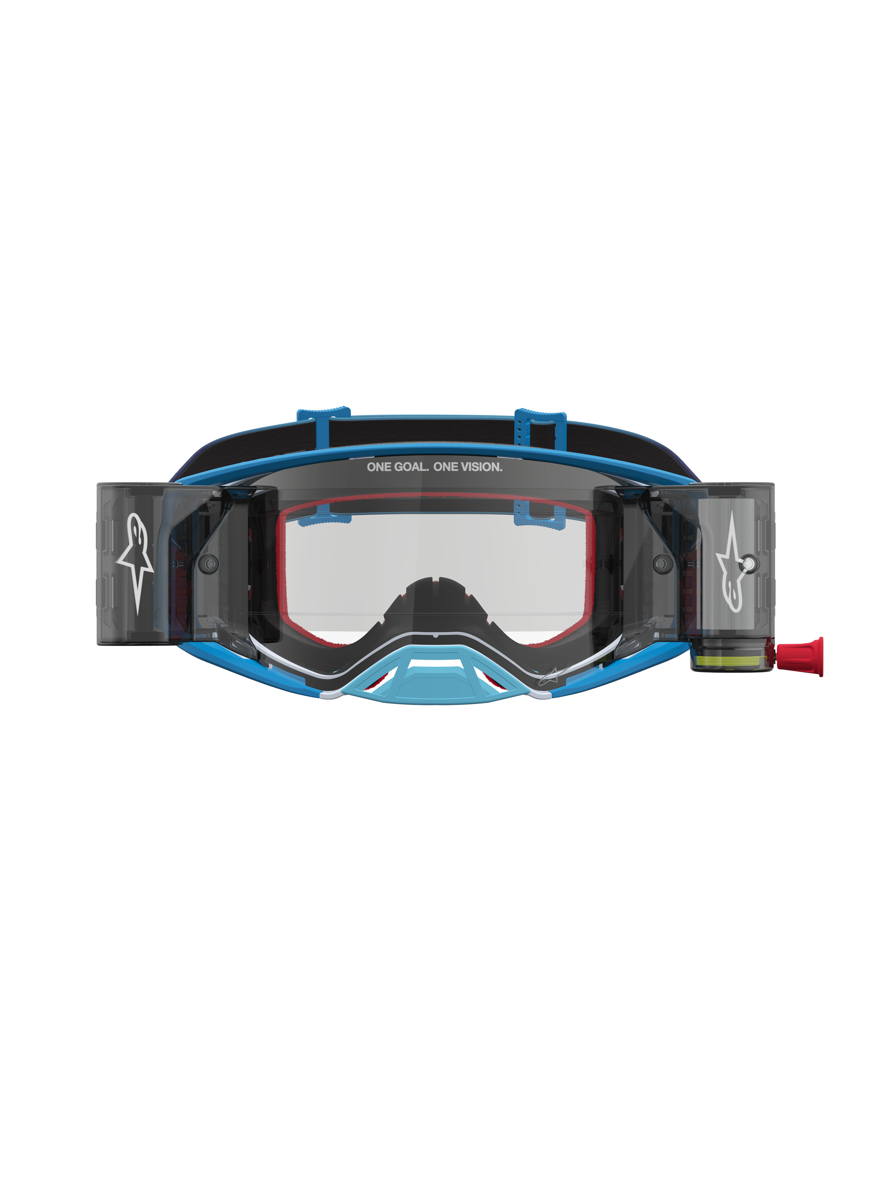 Alpinestars Gafas Supertech Firma Roll Off, gafas de motocross para carreras off-road, azul y plateado, sistema Roll Off integrado y lente transparente de alto rendimiento