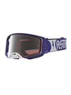 Alpinestars Supertech Atrox, gafas de motocross para carreras off-road, azul y blanco, lente plateada de espejo
