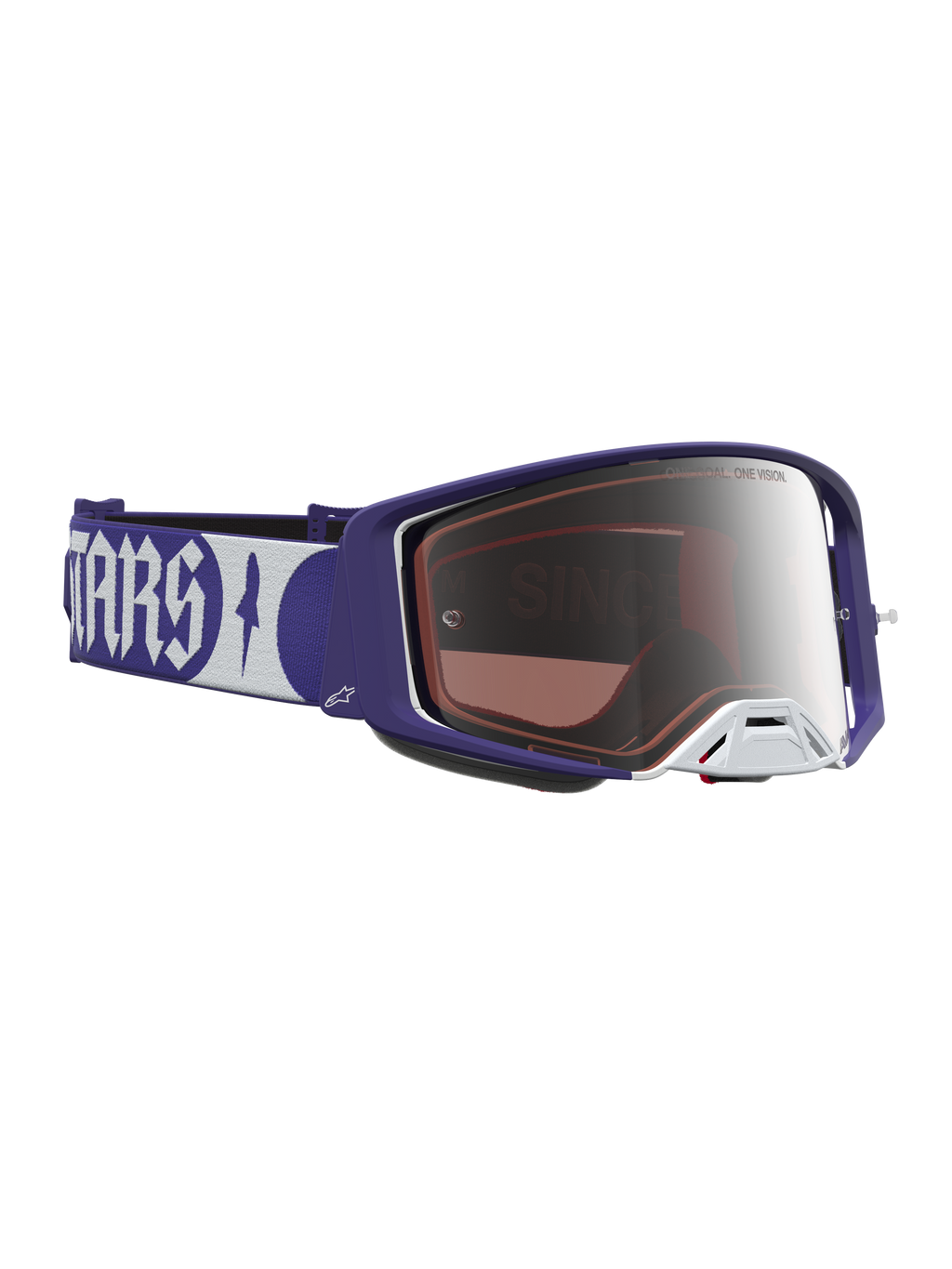 Alpinestars Supertech Atrox, gafas de motocross, azul oscuro y blanco, lente plateada de espejo para competición off-road