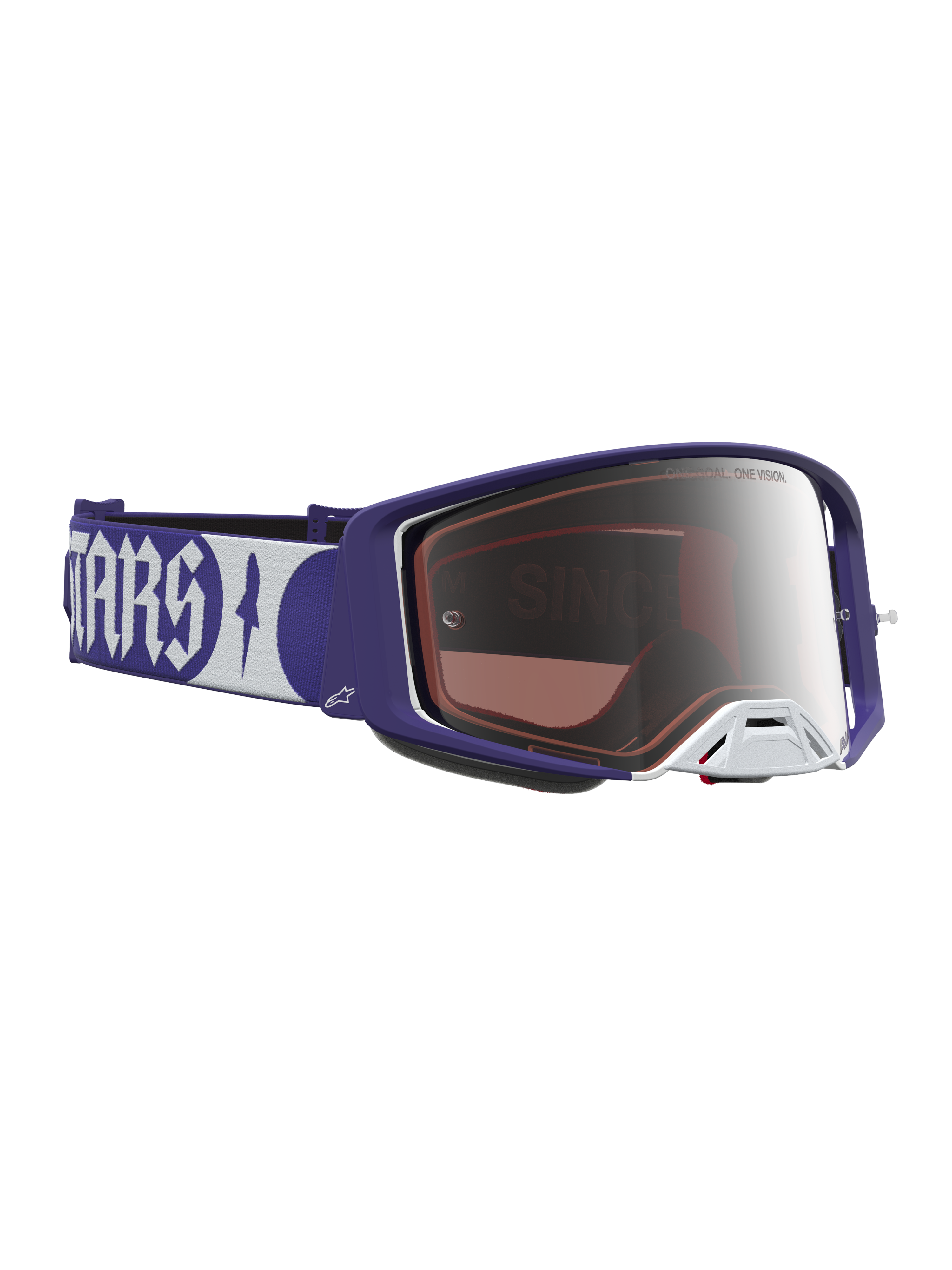 Alpinestars Supertech Atrox, gafas de motocross, azul oscuro y blanco, lente plateada de espejo para competición off-road