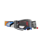 Alpinestars Supertech Corp Goggles Roll Off, Blue and Orange colorway, clear injection-molded lens with Wide Vision Roll-Off system, wavy silicone glide lines, adjustable elastic strap with bold Alpinestars logo, high-performance motocross eyewear