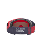 Alpinestars Supertech Hiten Goggles, Black and Red Motocross Goggles, rear view showing branded 'One Goal One Vision' strap.
