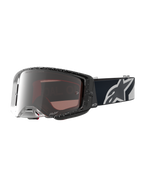 Alpinestars Gafas Supertech Hiten, gafas de motocross para competición off-road, negras y blancas, lente de espejo plateado, visión periférica optimizada
