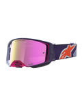 Alpinestars Supertech Hiten, gafas de motocross, marco morado y lente de espejo rosa, para carreras todoterreno y MX.