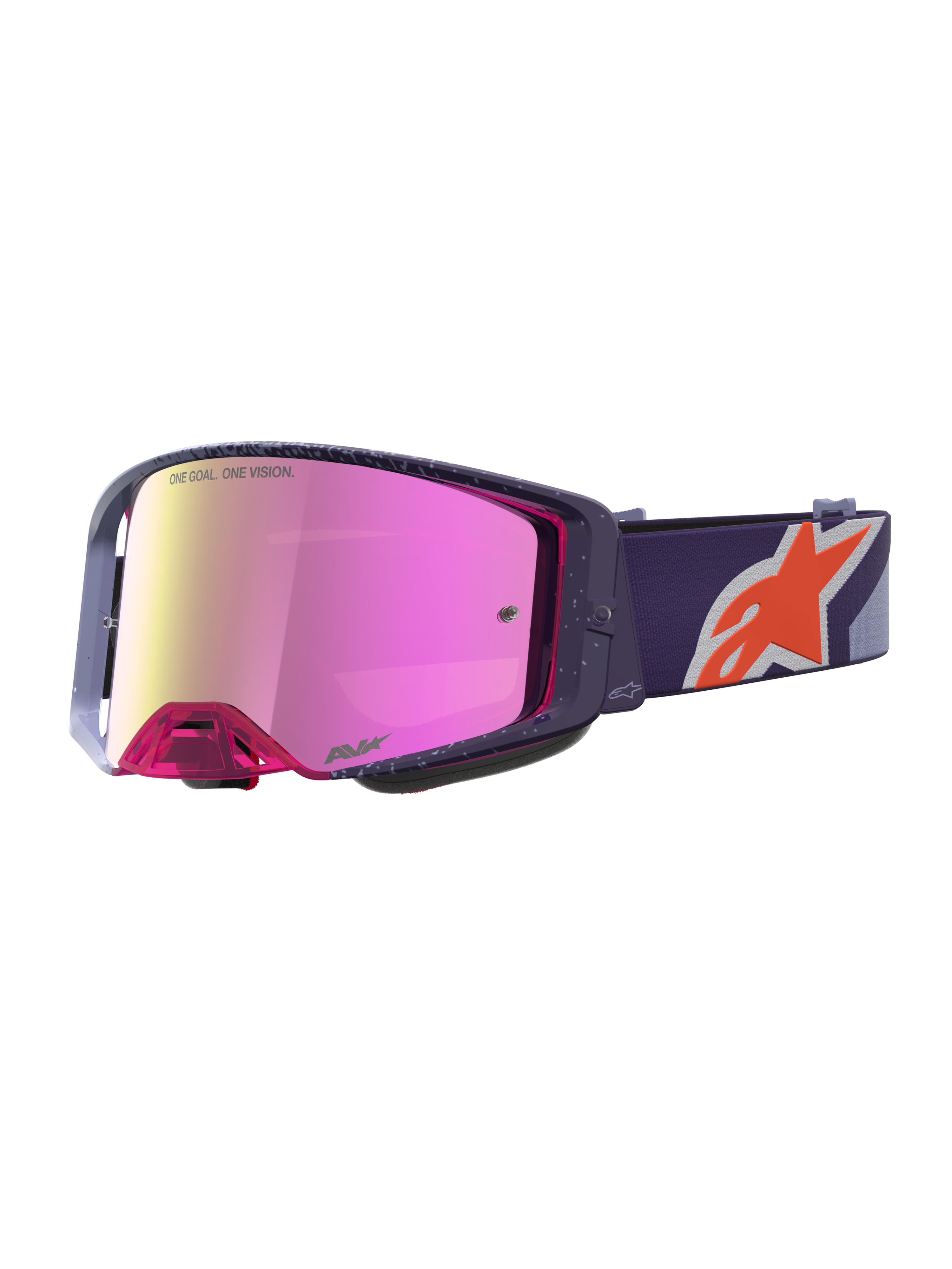 Alpinestars Supertech Hiten, gafas de motocross, marco morado y lente de espejo rosa, para carreras todoterreno y MX.