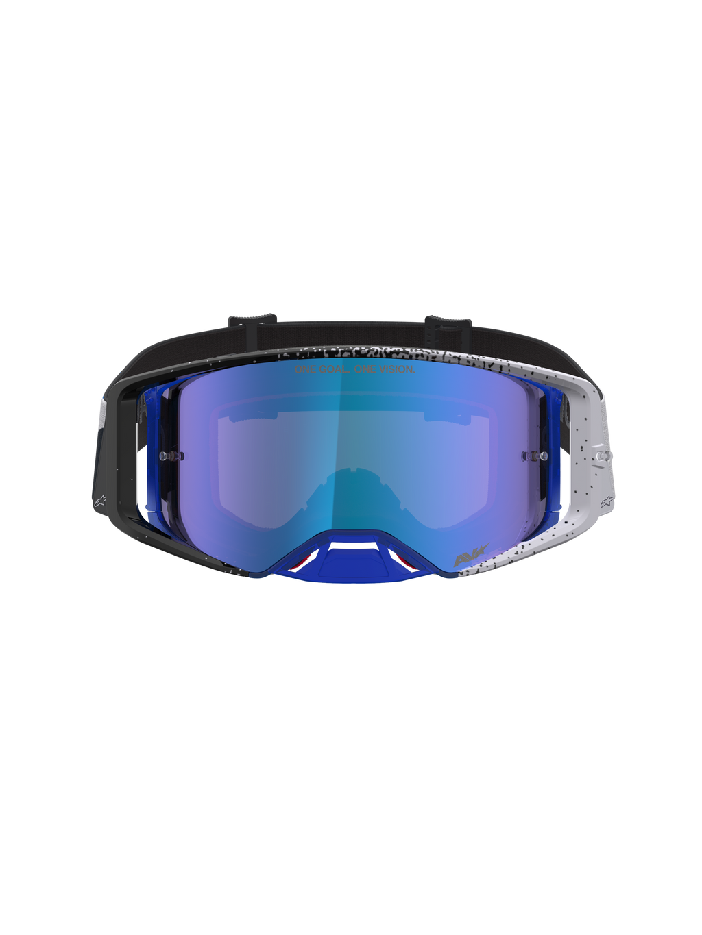 Alpinestars Supertech Hiten, gafas de motocross con lente de espejo azul y montura moteada en azul y negro, protección off-road