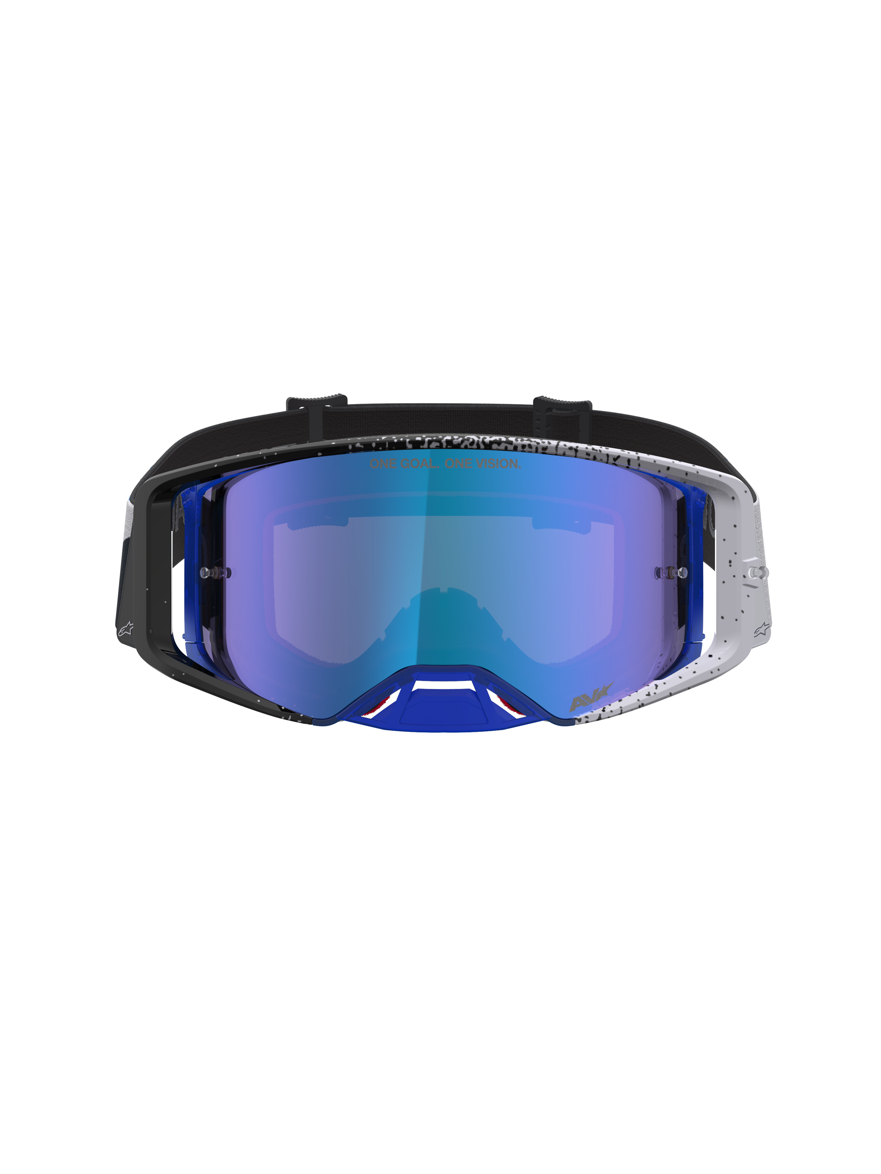 Alpinestars Supertech Hiten, gafas de motocross con lente de espejo azul y montura moteada en azul y negro, protección off-road
