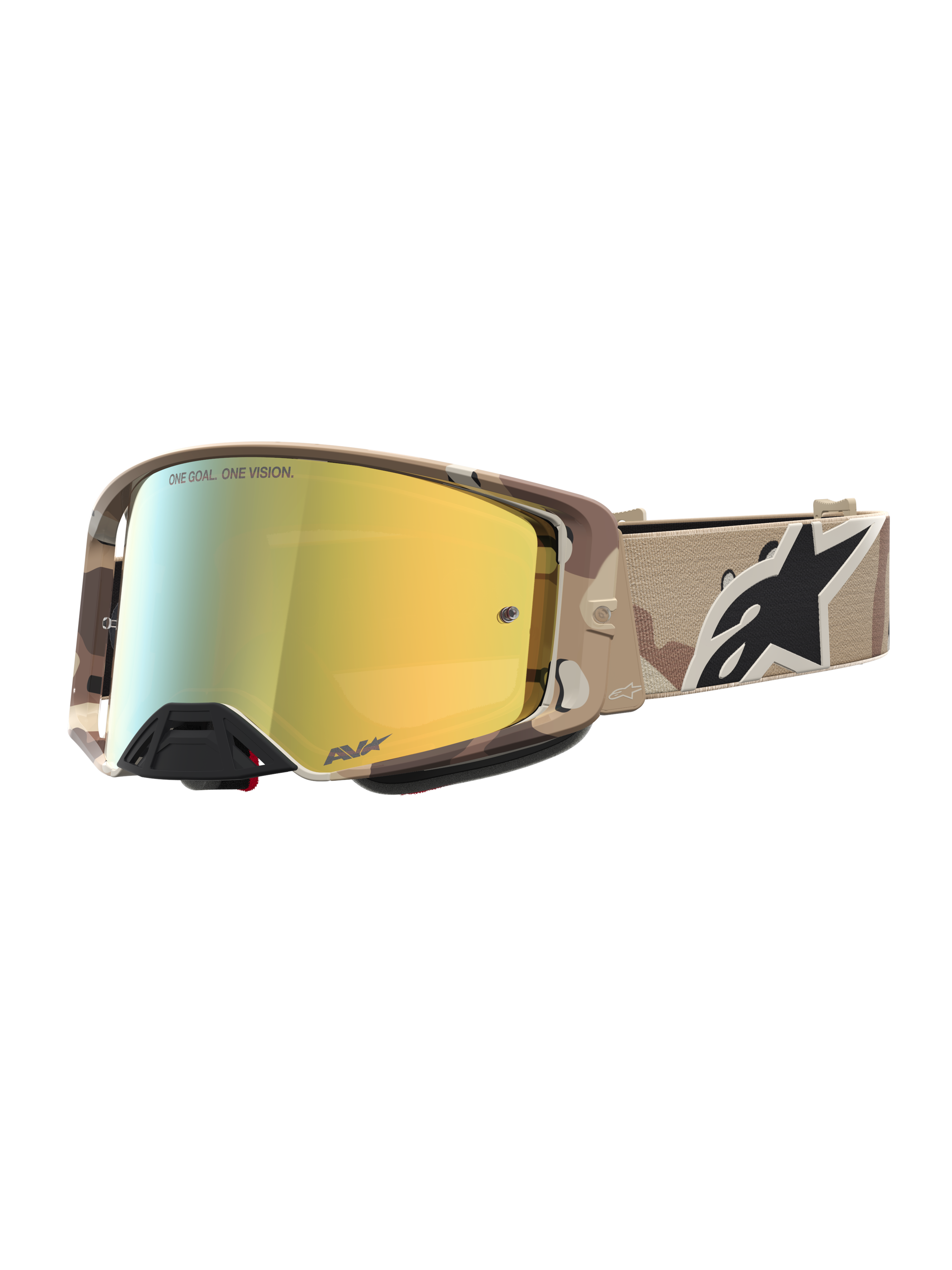 Alpinestars Supertech Lone, gafas de motocross en camuflaje desierto con lente dorada espejada, para off-road