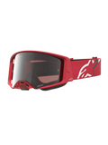 Alpinestars Supertech Vesta, gafas de motocross y off-road, color rojo flúor con lente plateada de espejo cromado y correa con logotipo blanco, equipo de protección técnica de alto rendimiento