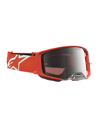 Gafas Alpinestars Supertech Vesta, gafas de motocross, naranja y espejo plateado, correa con logotipo de estrella blanco