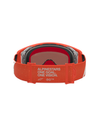 Alpinestars Gafas Supertech Vesta, gafas de motocross naranja para carreras off-road, vista trasera con detalle de la correa y espuma del marco interior