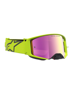Alpinestars Supertech Vesta Goggles for Motocross, Yellow Fluo and Black with a Mirror Pink lens for optical clarity.