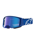 Alpinestars Gafas Supertech Vesta, gafas de motocross para off-road, azul y blanco, lente azul espejo y correa ajustable con logo