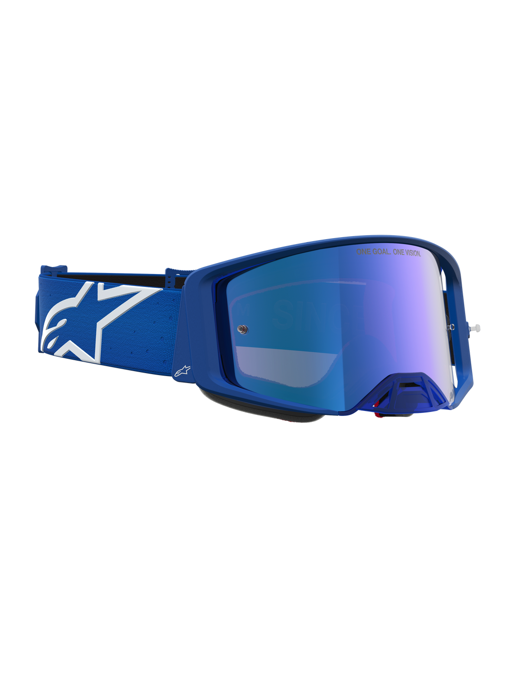 Gafas Alpinestars Supertech Vesta para motocross, azules y blancas con lente de espejo azul y visión nítida