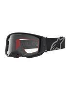 Alpinestars Supertech Vesta Motocross Goggles, Black Matte and Silver with a Clear Lens, designed for off-road performance.