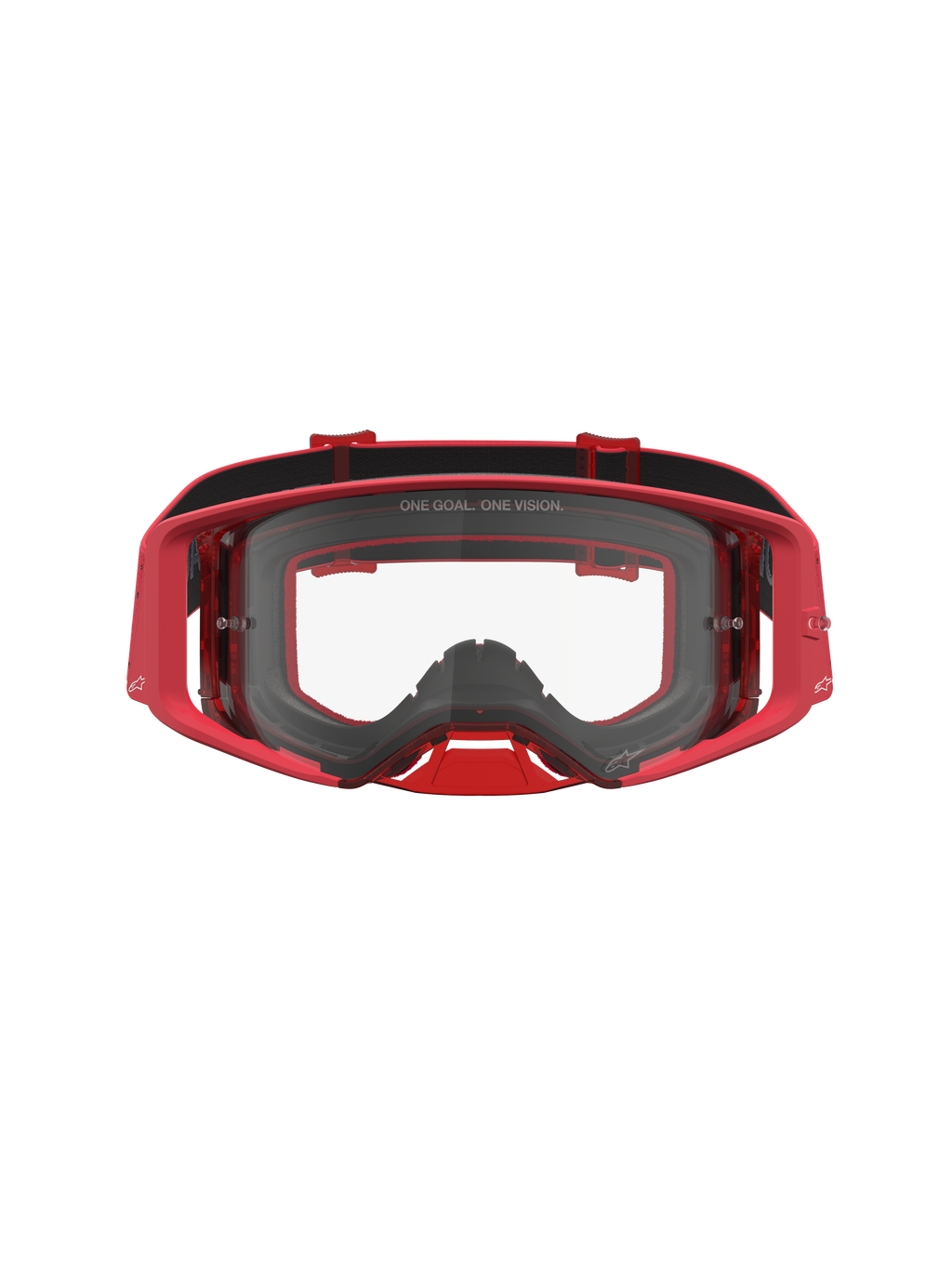 Alpinestars Supertech Vesta, gafas de motocross rojas con lente transparente, montura inyectada y visión periférica optimizada para off-road