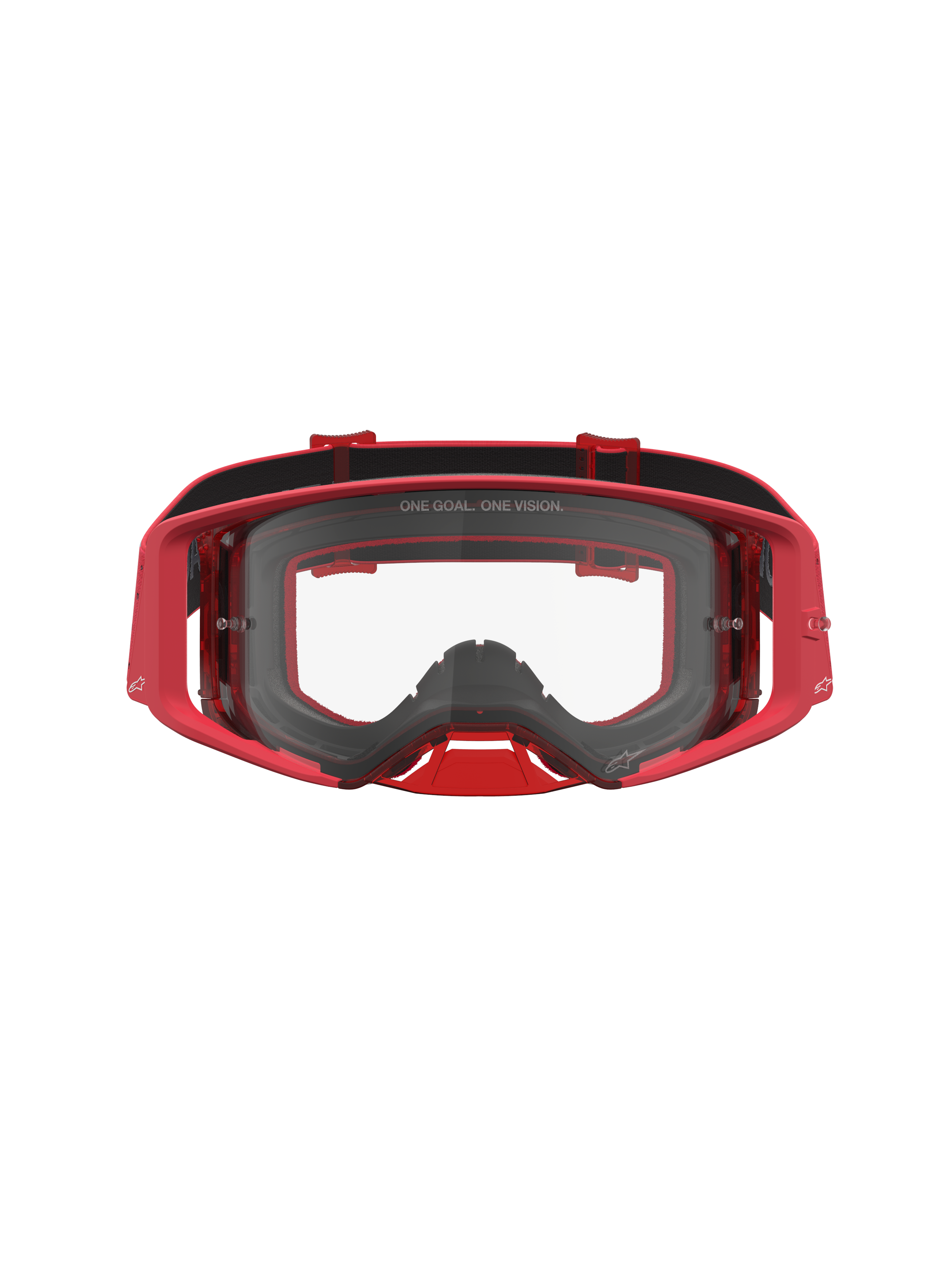 Alpinestars Supertech Vesta, gafas de motocross rojas con lente transparente, montura inyectada y visión periférica optimizada para off-road