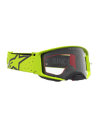 Gafas Alpinestars Supertech Vesta, motocross, amarillo fluo y negro, lente transparente y correa elástica ancha.