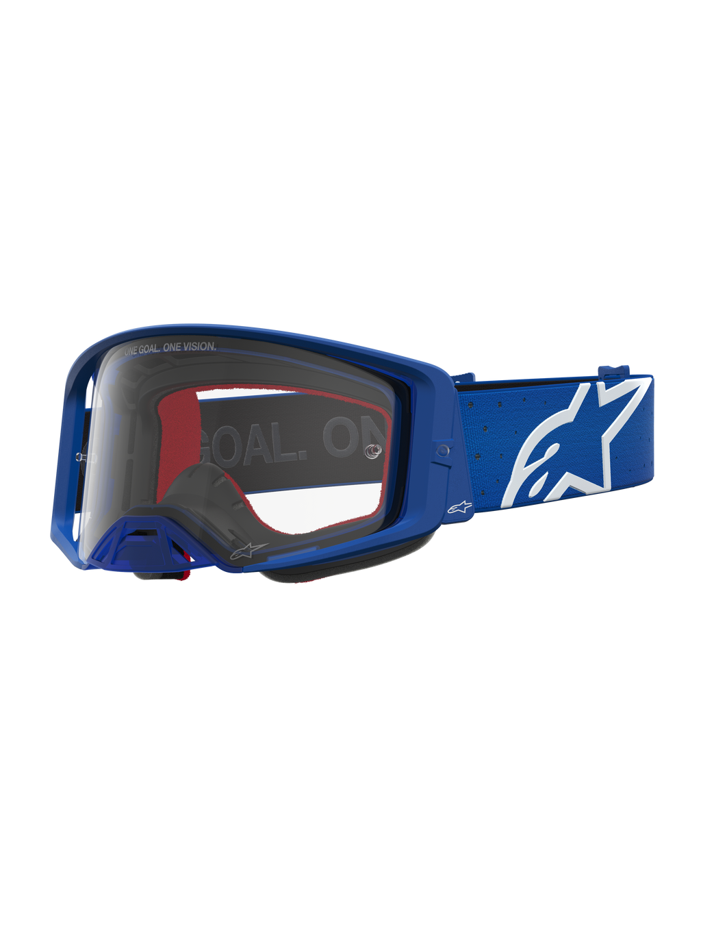 Alpinestars Supertech Vesta, gafas de motocross azules y blancas con lente de policarbonato transparente y logotipo de estrella