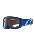Alpinestars Supertech Vesta, gafas de motocross azules y blancas con lente de policarbonato transparente y logotipo de estrella